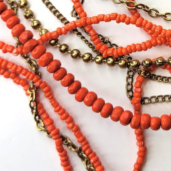 Multistrand Orange Long Necklace - Picture 8 of 12
